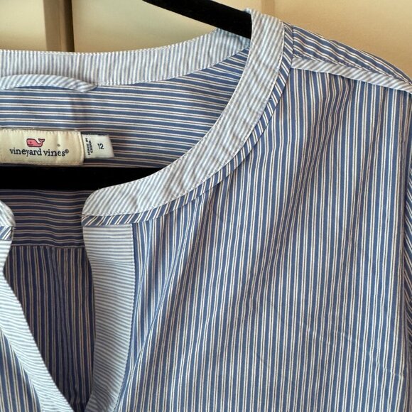 Vineyard Vines Blue Striped Popover Tunic Top Size 12 - Picture 3 of 10